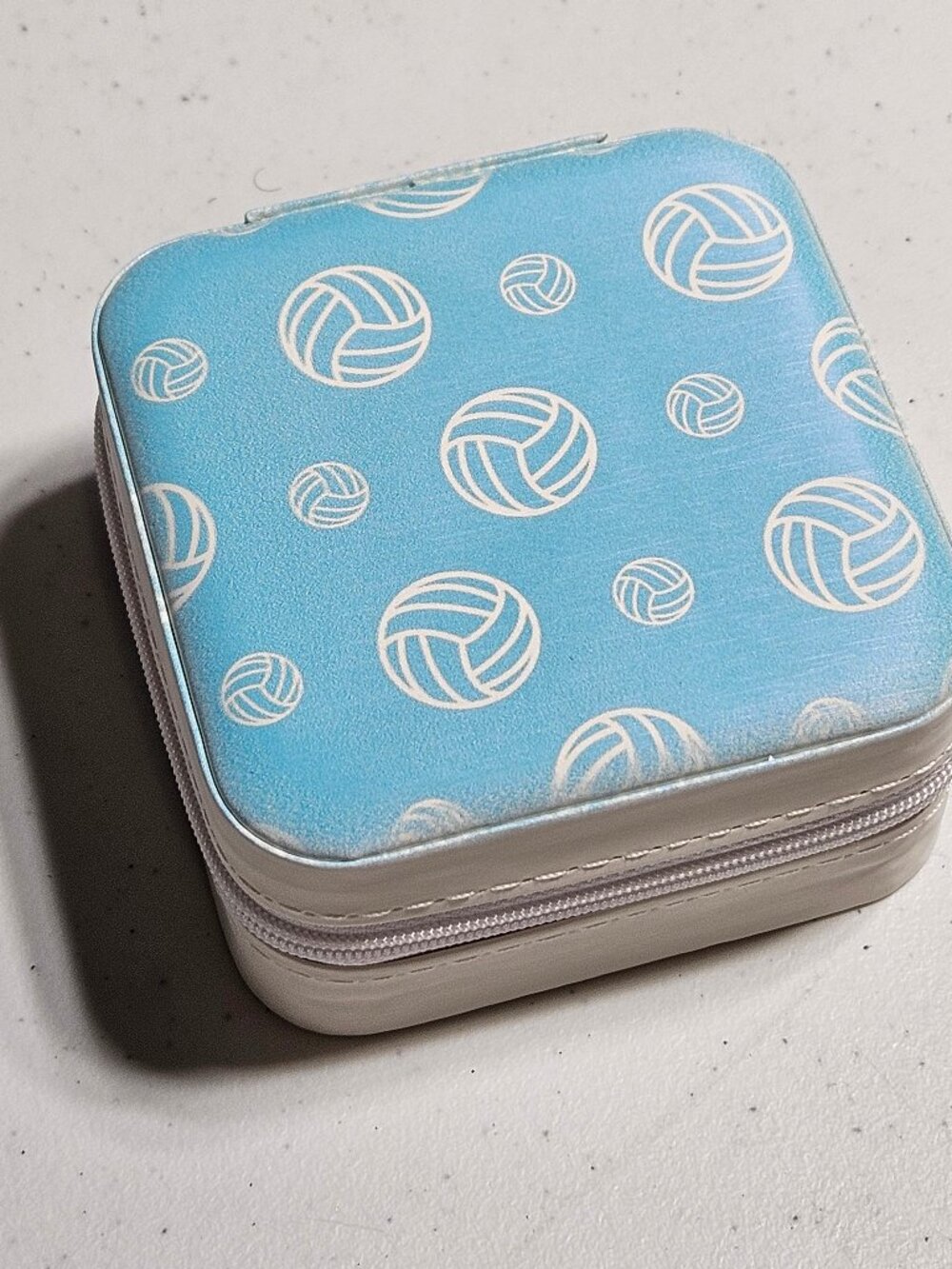 Vollyball Leather Travel Jewelry Case Organizer with Mirror